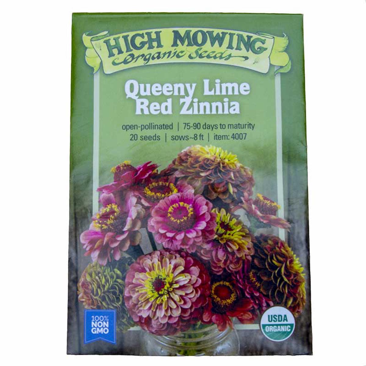 Queeny Lime Red Zinnia Seeds (Organic)