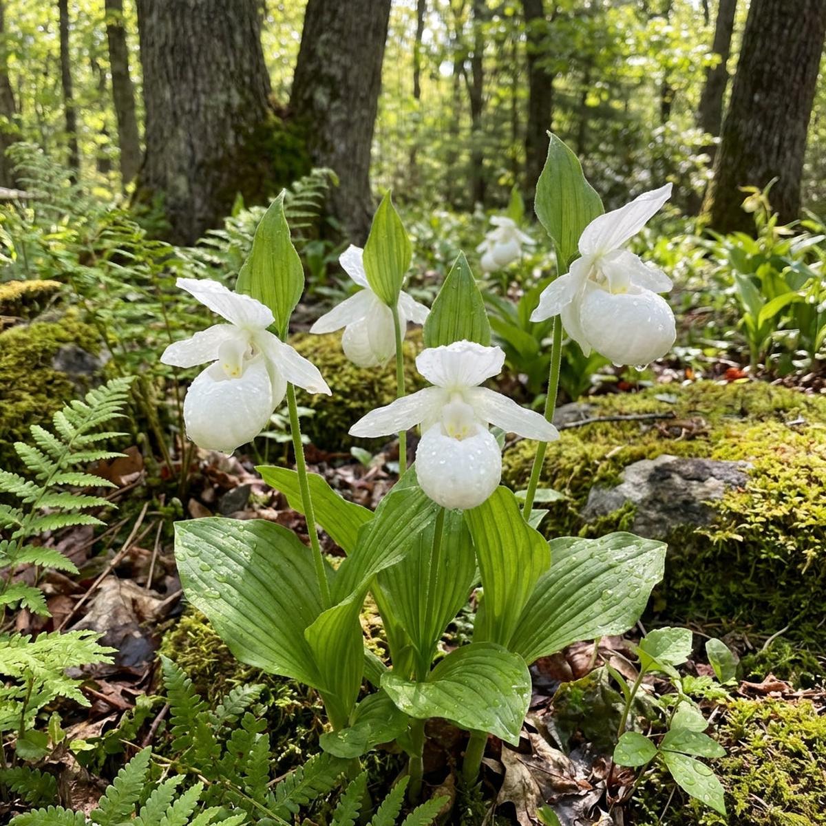 White Ladys Slipper Flower Seeds (Cypripedium acaule)  Woodland Orchid Variety