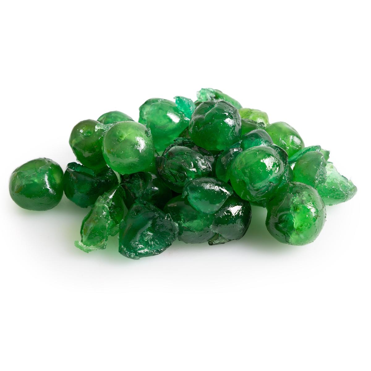 Whole and Broken Glazed Green Cherries