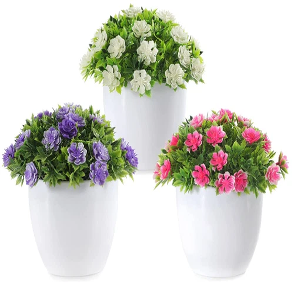 3 Artificial Plants with Pots Indoor Outdoor Decor Fake Plants UV Protected