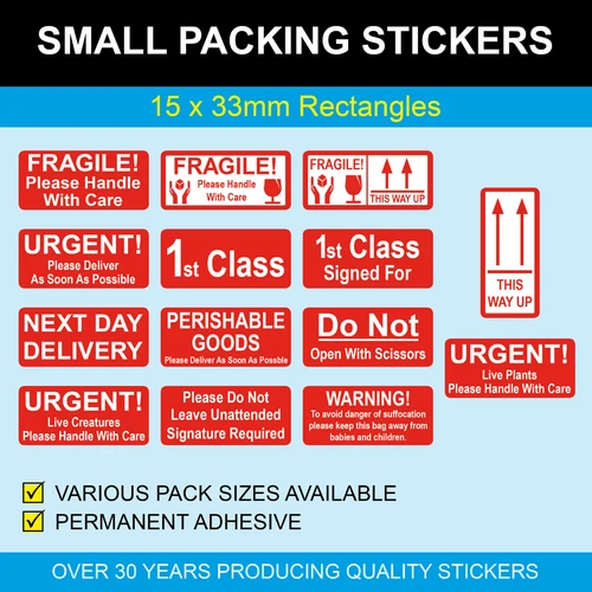 URGENT Live Creatures - Small Red Packing Stickers / Sticky Labels