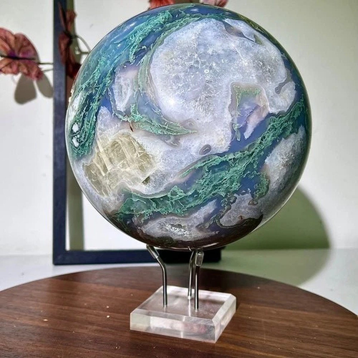 13.1LB  Rare Aquatic Plants Agate Crystal Sphere water grass Moss agate Ball