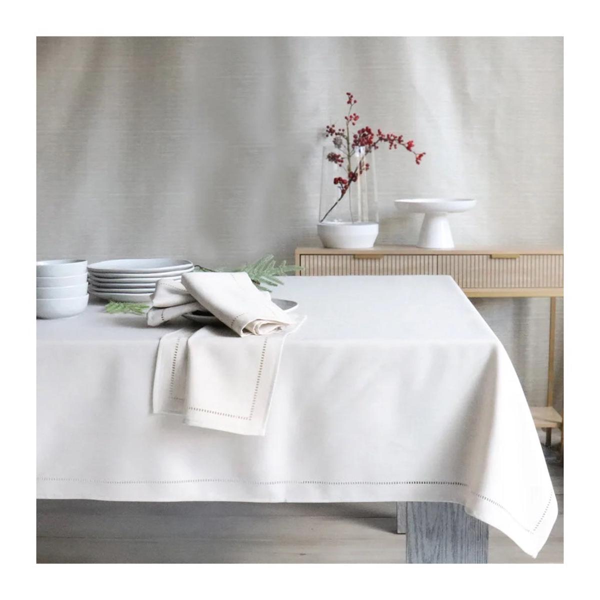 Hemstitch Tablecloth White