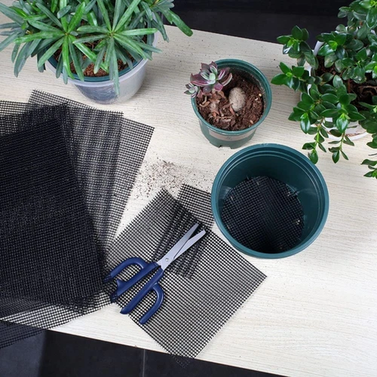 5pcs Pot Hole Mesh Pad, Bonsai Pot Bottom Grid Mat Mesh, Plant Drainage Screen