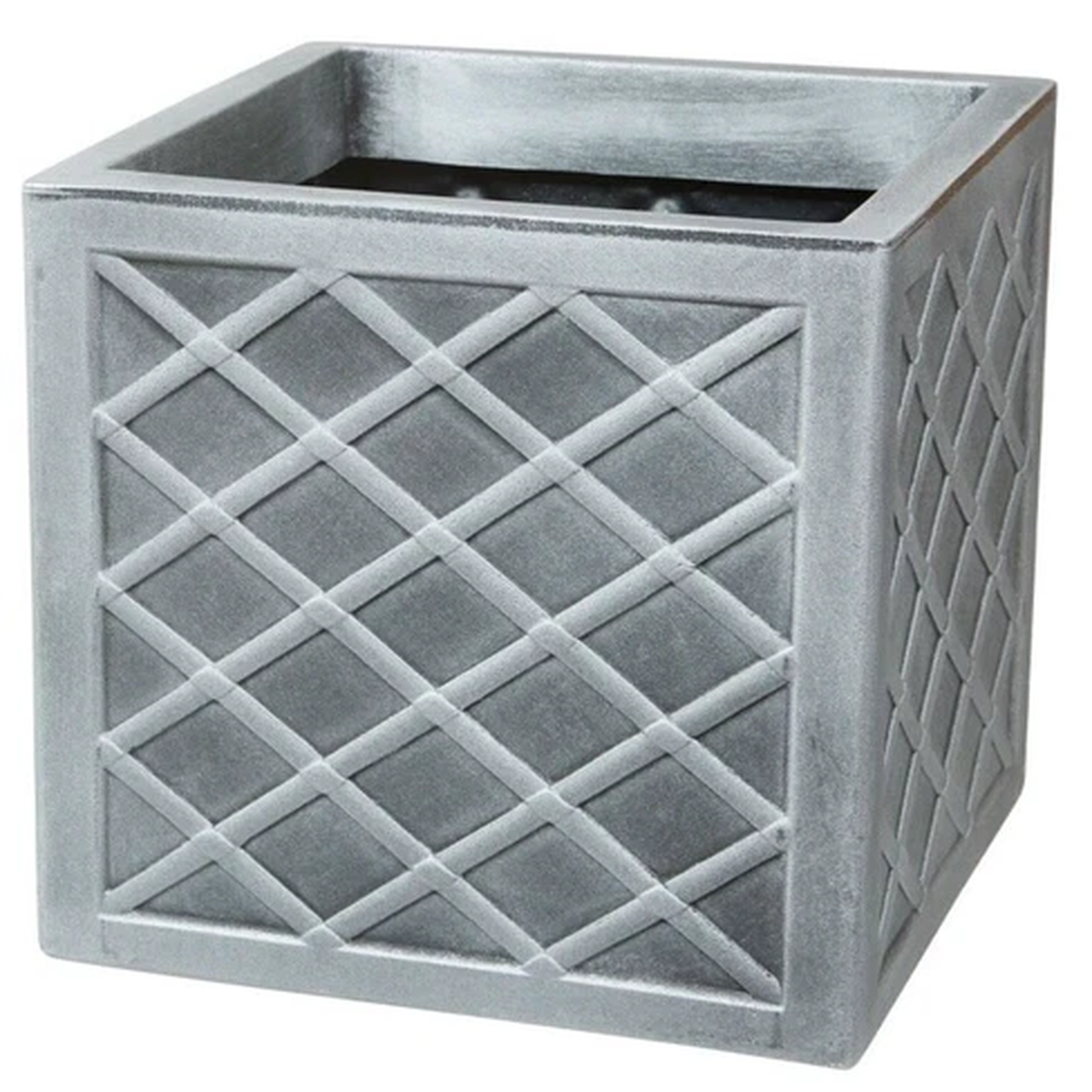 Strata Lazio Planter Indoor Outdoor Garden Plastic Square Plant Pot 38cm - Grey