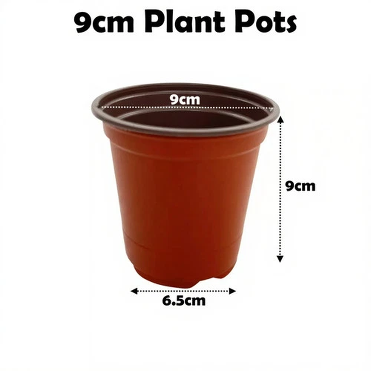 9cm Plant Pots Terracotta Plastic Tall Deep Full Size Flower Pot 3.5" Seedling