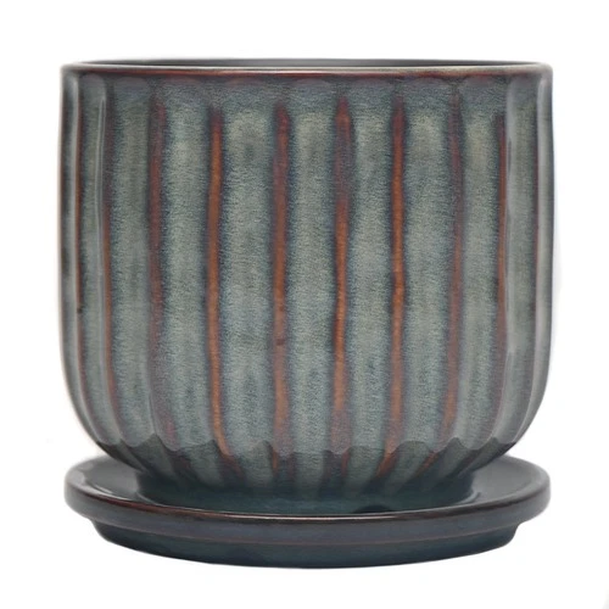 6 inch Ceramic Paul Planter W/ Saucer Durable Plant Pot Plant Holder Taupe