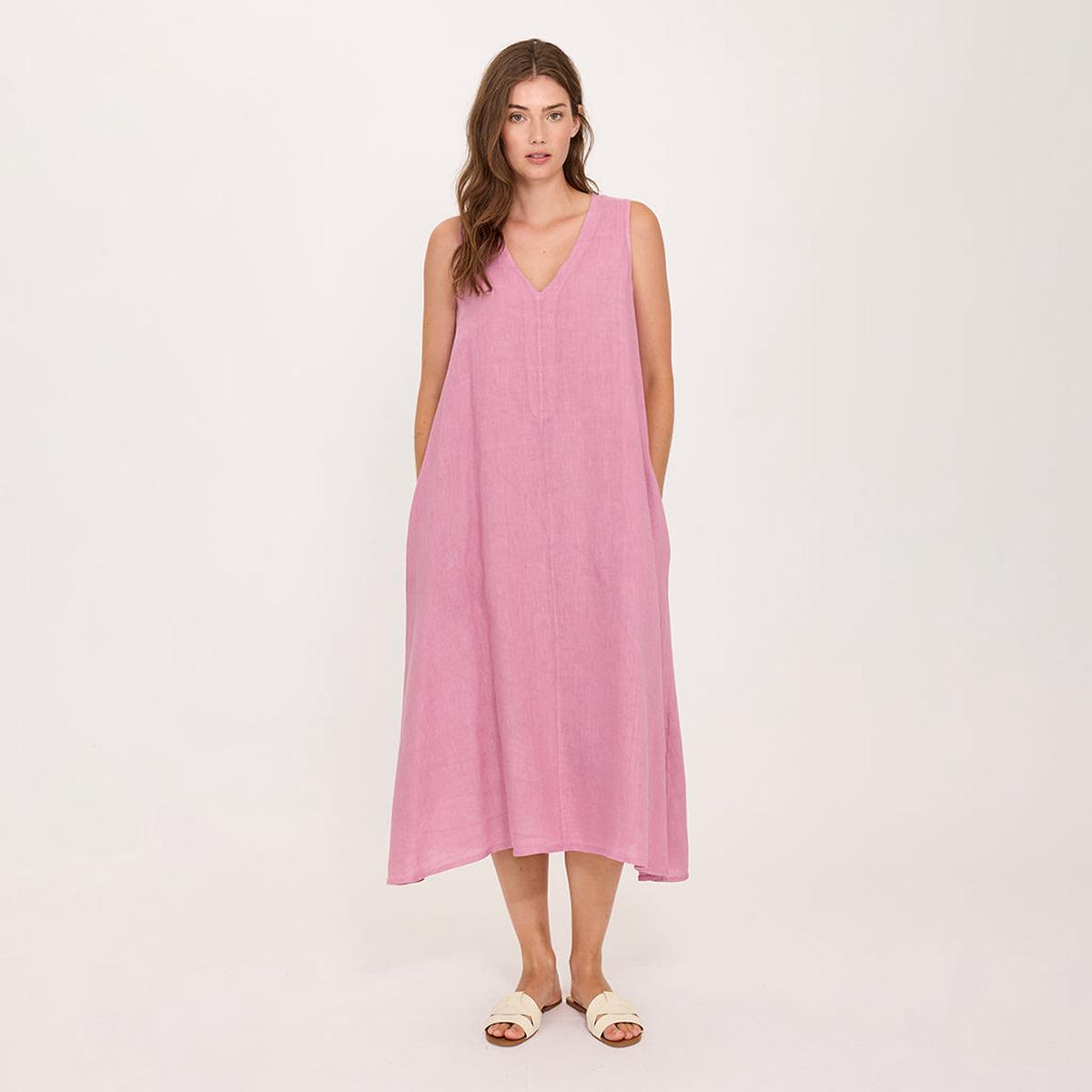 Midi Linen Sleeveless Dress Peony