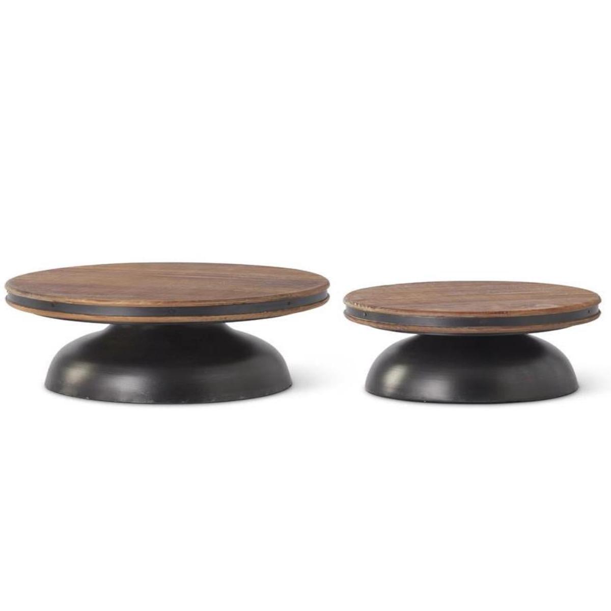 Round Riser Black Metal with Wood Top