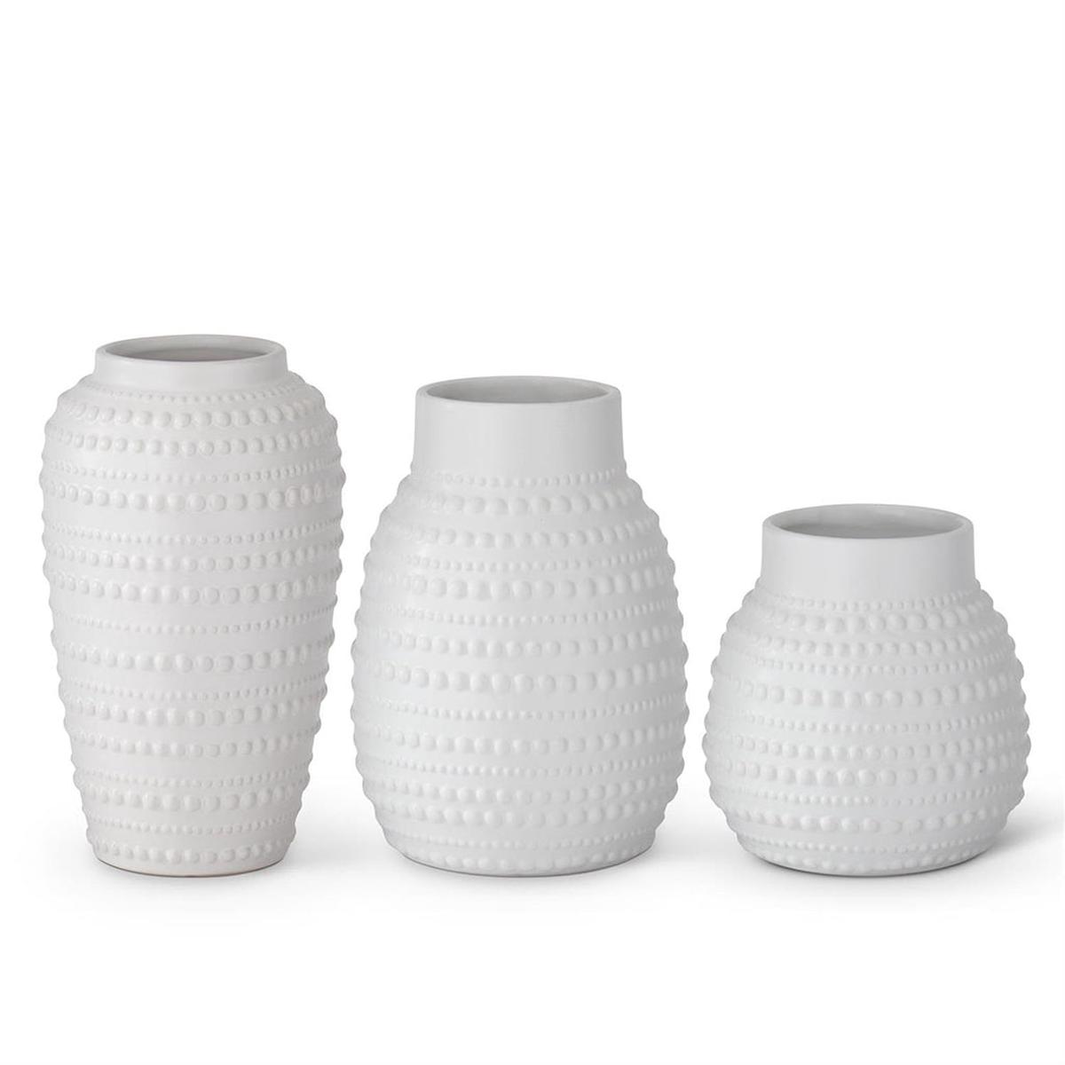 Dot Embossed White Ceramic Vase