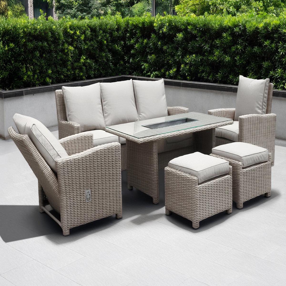 Rattan Garden Patio Dining Set by Mayfair - 5 Seats Grey