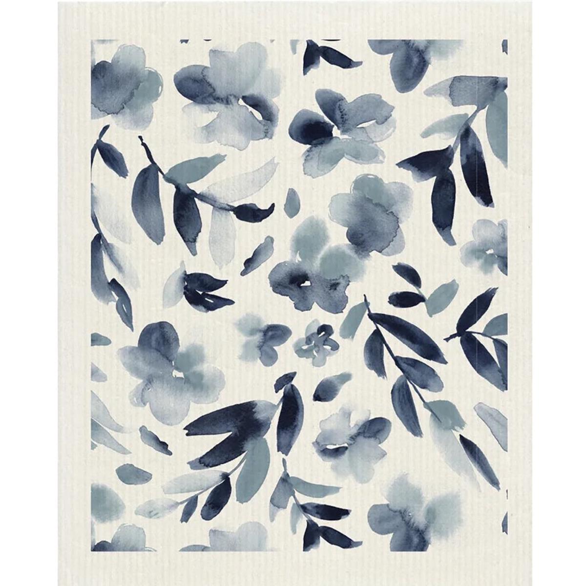 Watercolor Blue Floral  Sponge Cloth  Blue