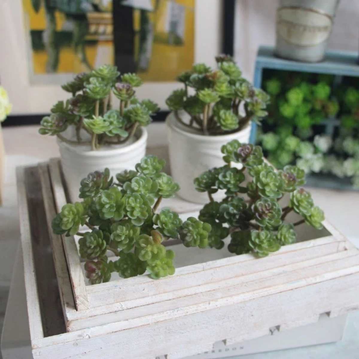 24 Heads Artificial Succulents Plants Fake Succulent Bonsai Plastic Flower Decor