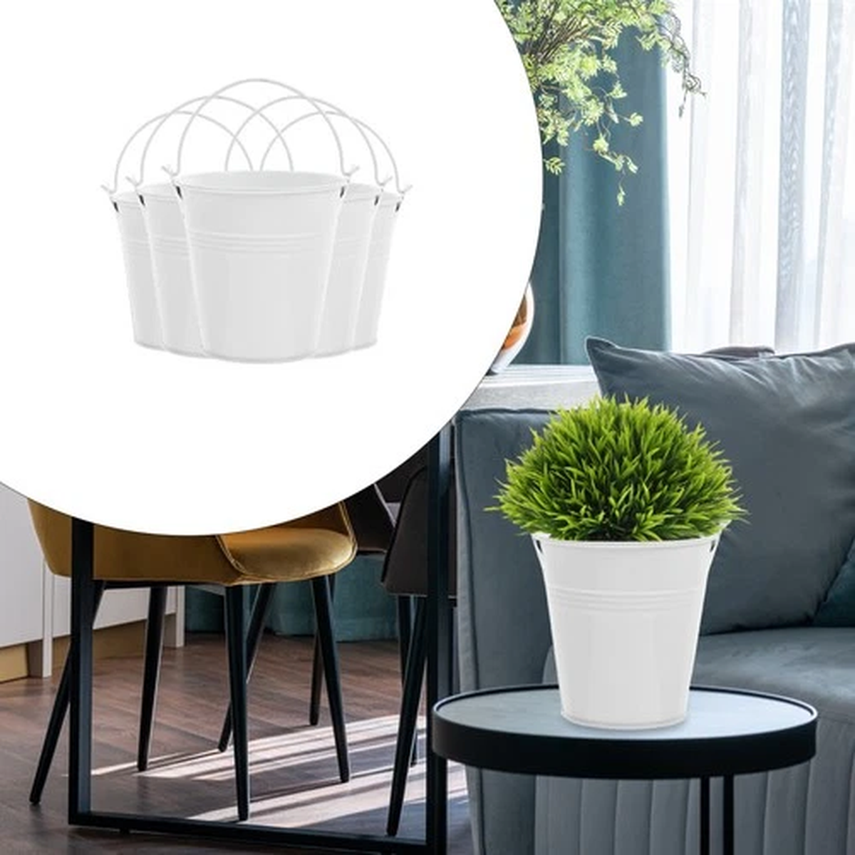 5 Pcs Flower Planting Pot Planter Container with Handle Mini Pots