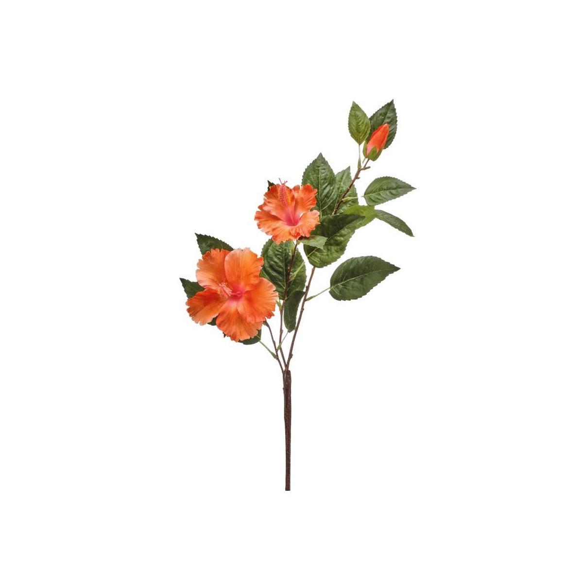 Double Hibiscus & Bud 29" Orange Everlasting
