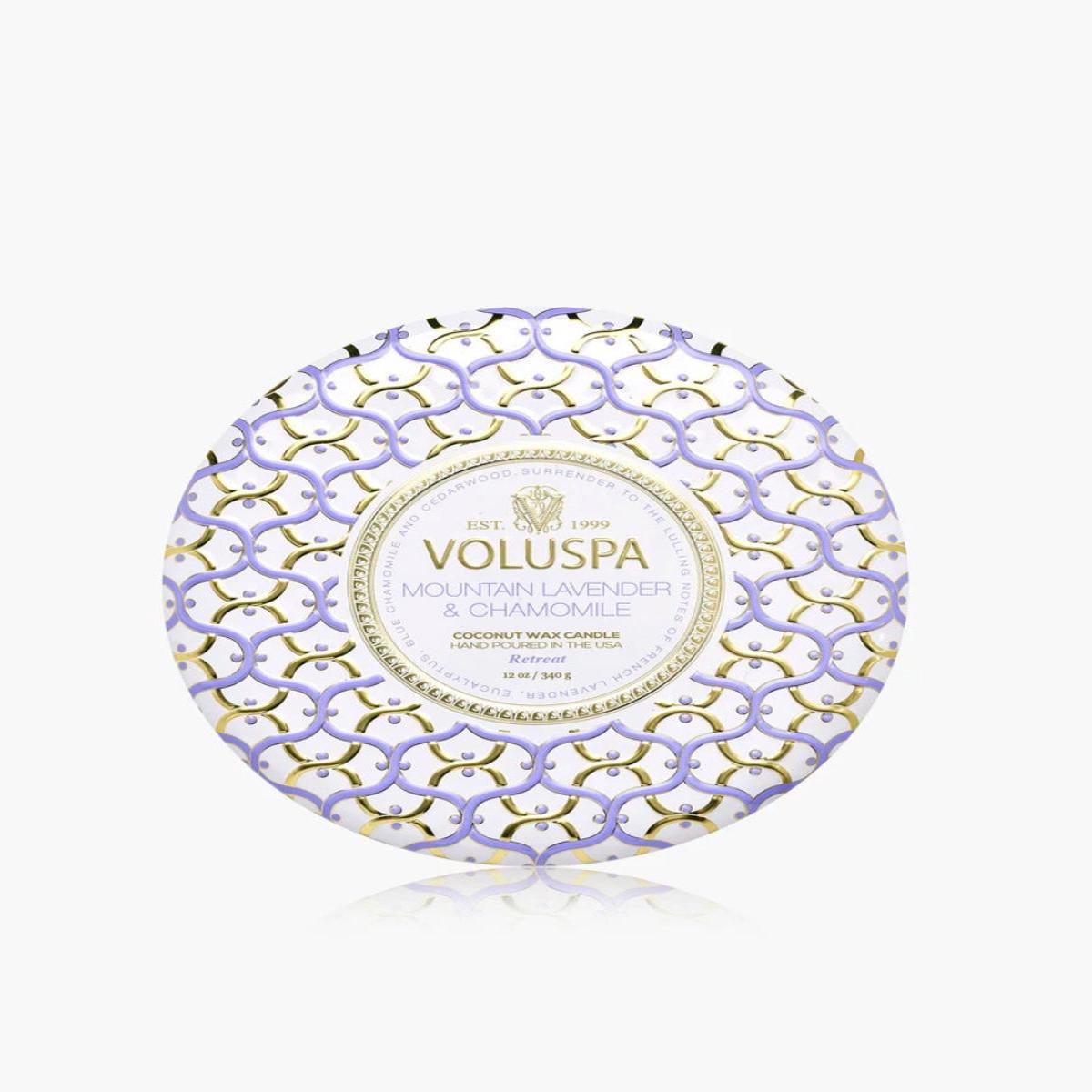 Voluspa Mountain Lavender & Chamomile 3 Wick Tin