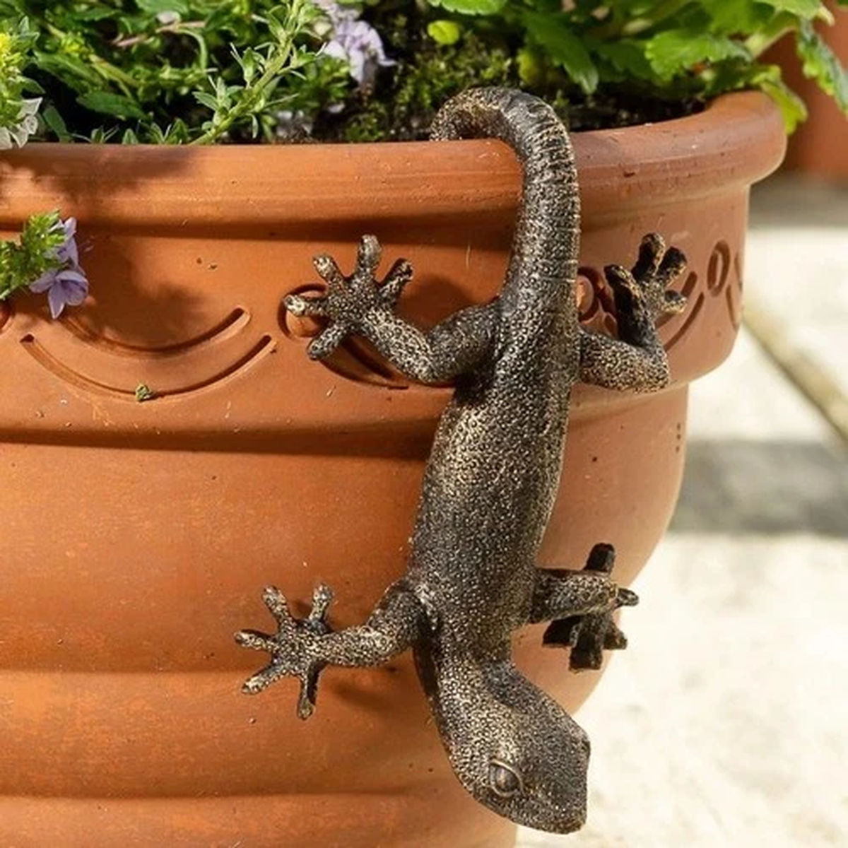 Lizard Flower Pot Hugger Resin Figurine Hanging Garden Patio Planter Decor UK