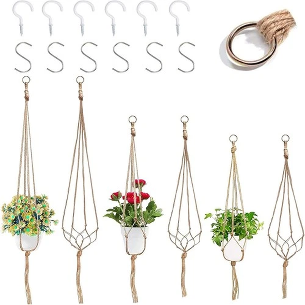 Macrame Jute Plant Hanger Planter Flower Pot Holder Wall Art Garden Hanging Rope