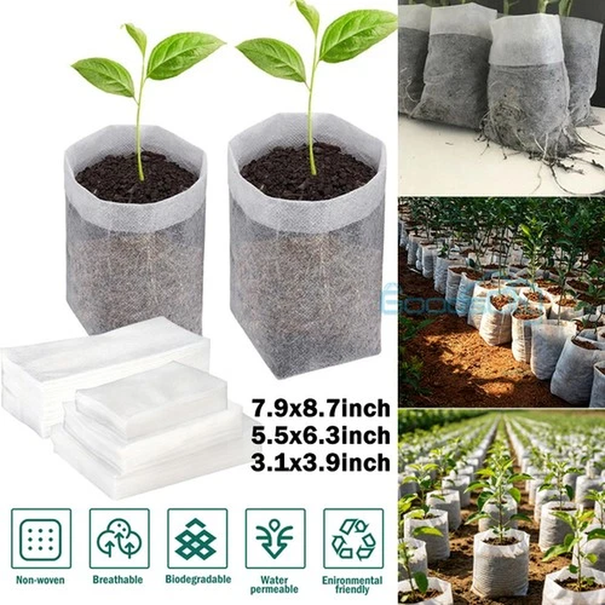 Wholesale Plant Nursery Bag Growing Biodegradable Non-woven Tree Seedling Pot