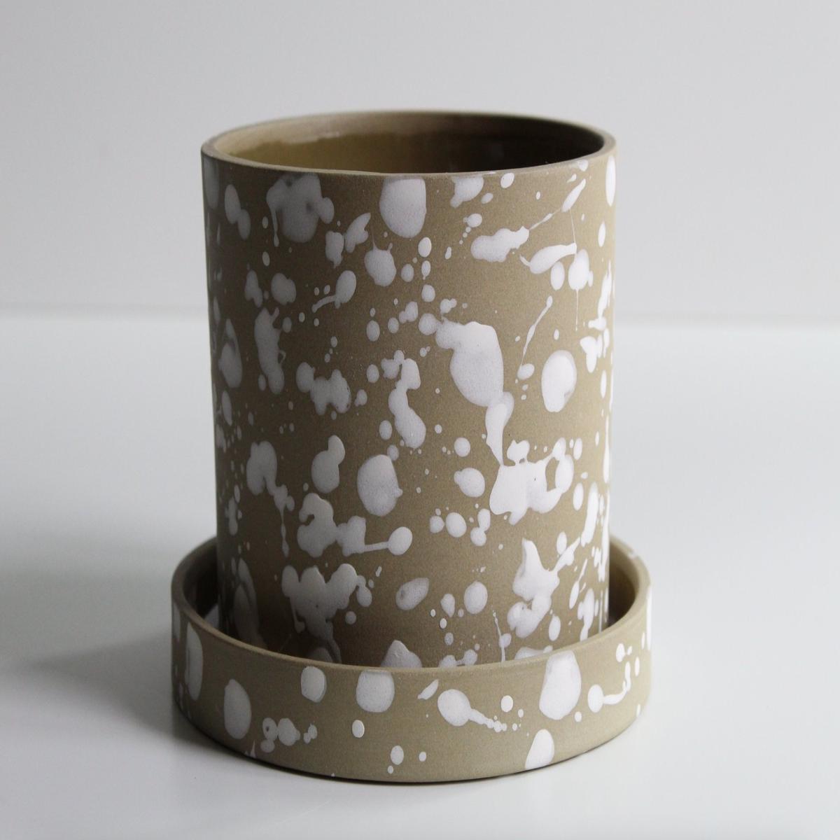 White Speckle Olive Planter