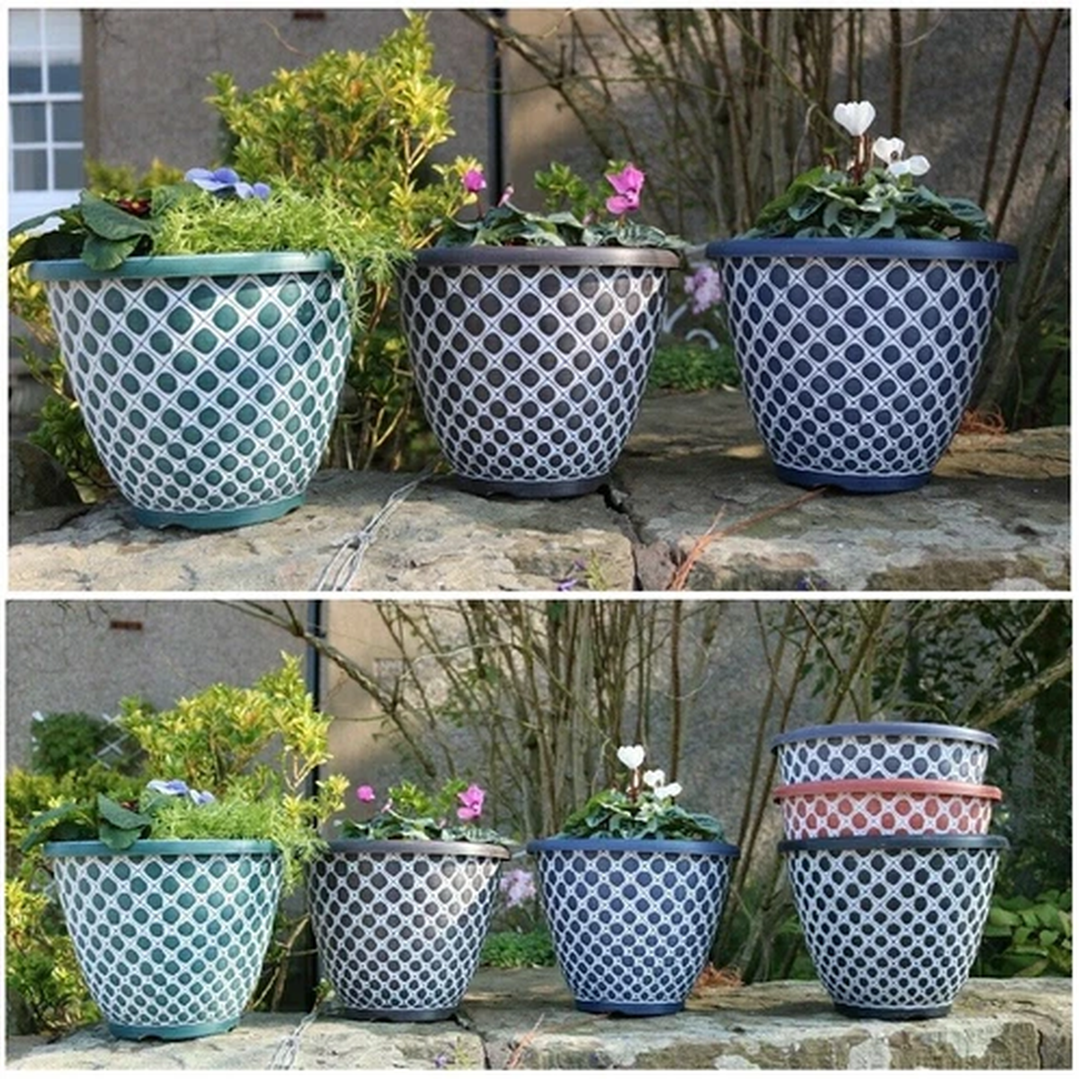 LARGE PLANT POTS PLANTERS GARDEN PATIO FLOWER HERB DECORATION POT  BELL QUILT