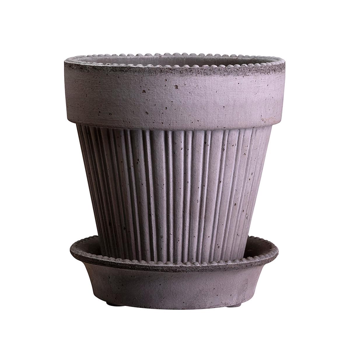 Simona Pot with Saucer Grey