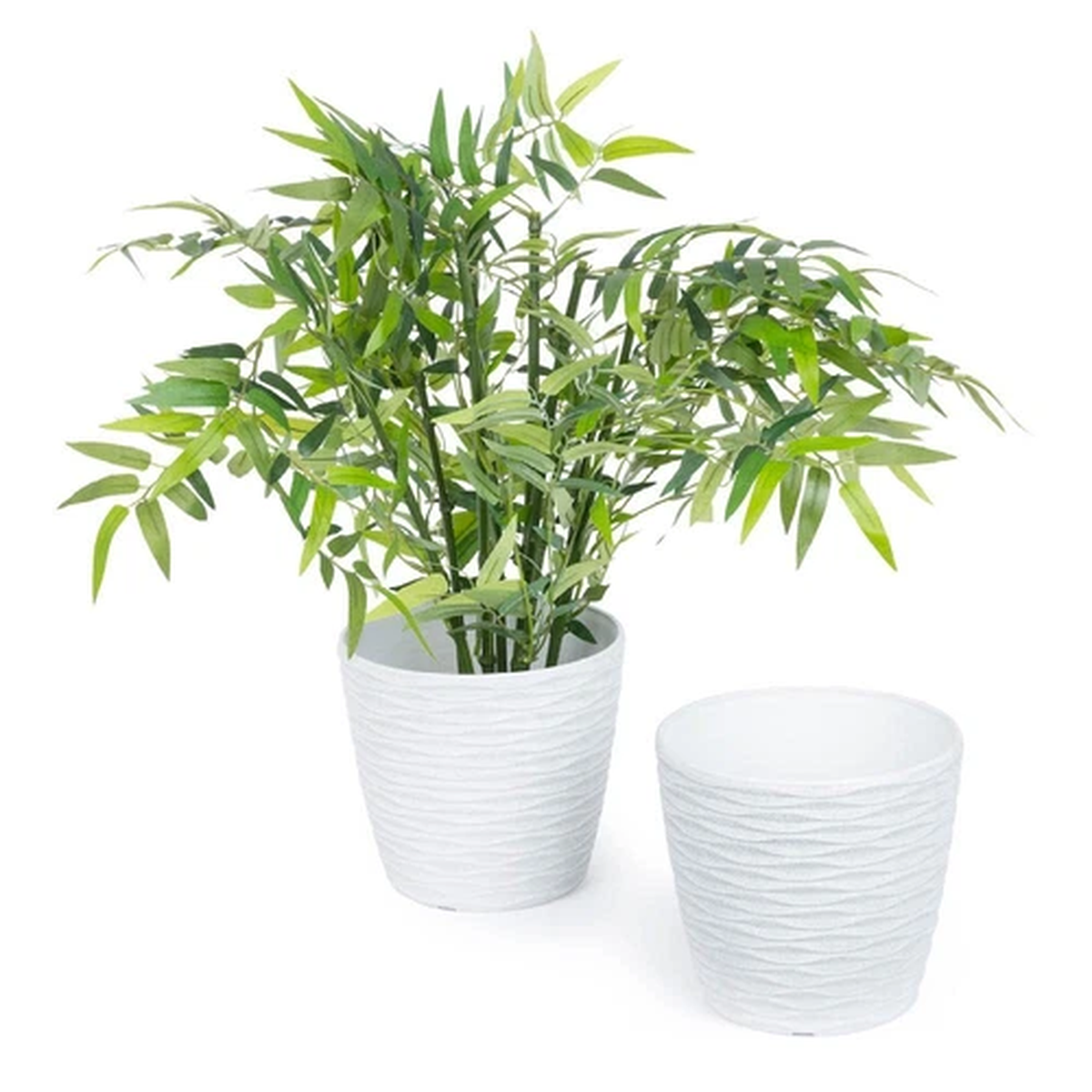 LIVIVO Round Plastic Plant Pot for Garden/Indoor, Flowerpot Decor in Wave Design