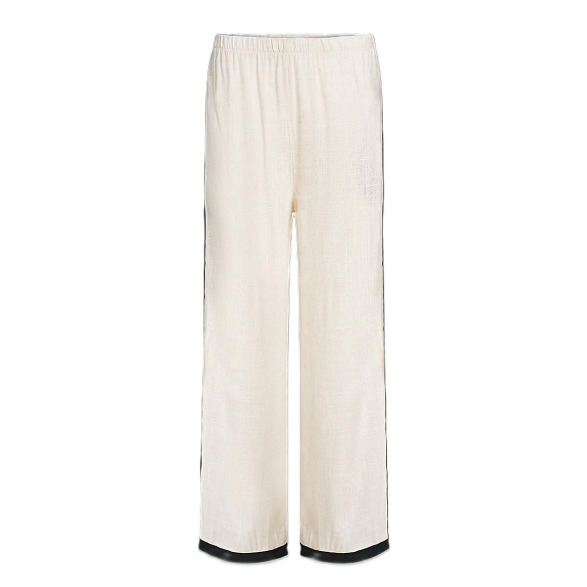 Pull-On Color-Blocked Wide Leg Pant Oat Combo