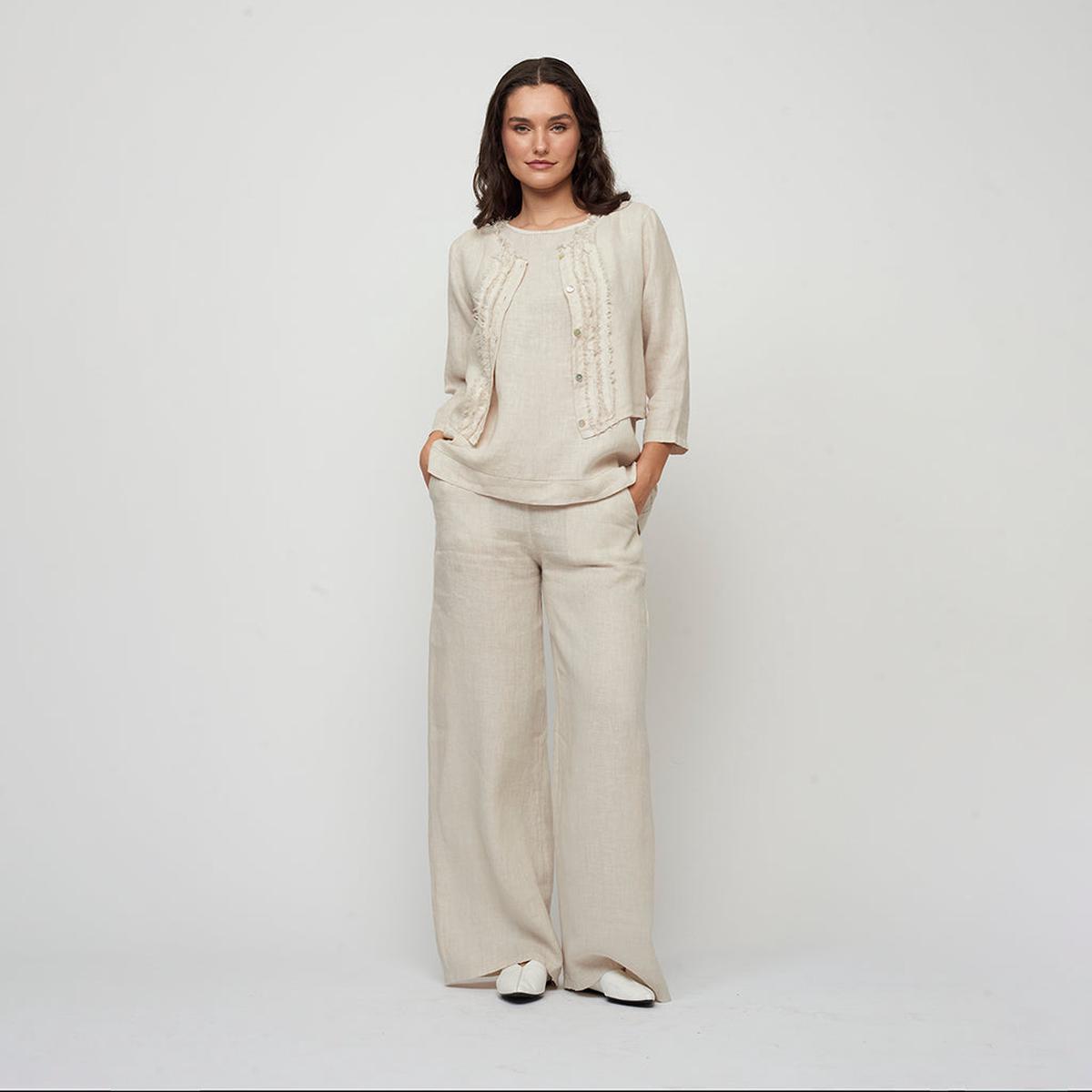 Raw Edge Linen Jacket Nude