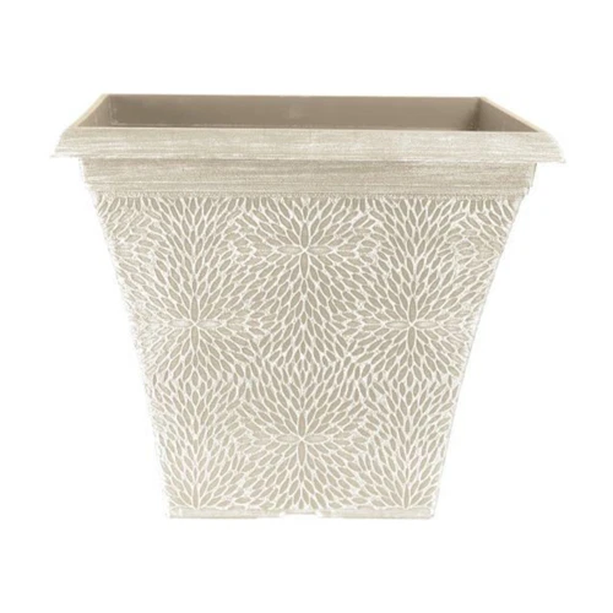 Square Plastic Plant Pot Beige Grey 35cm Outdoor 20L Pot Garden Planter Cover