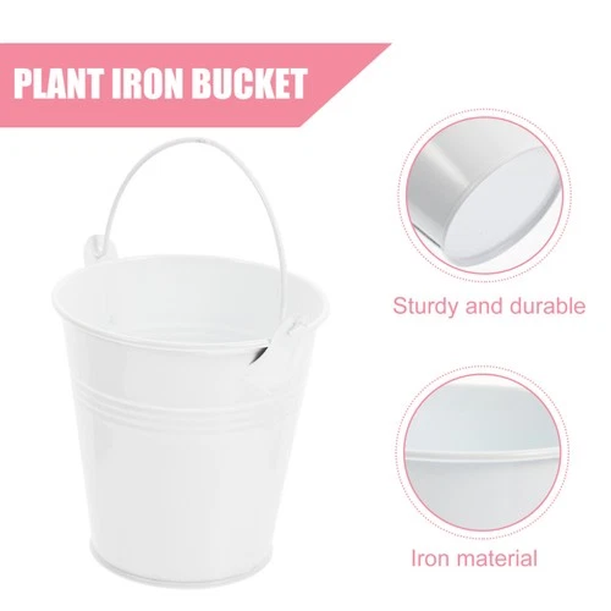 5Pcs Iron Flower Pot with Handle Small Garden Plant Pot Vase for Garden