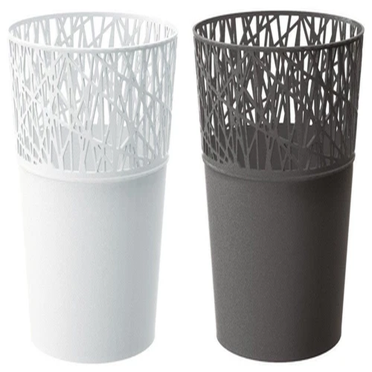CITY Modern Lace Flower Plant Pot 21cm Holder Decor Plastic White Graphite NEW