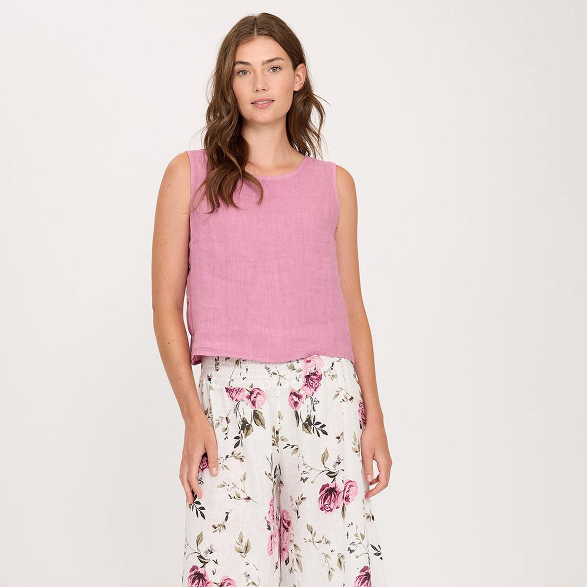 Linen Top with Button Sides Peony