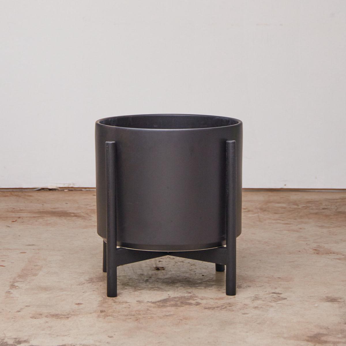 12 Inch REVIVAL CERAMICS BLACK CYLINDER WITH BLACK STAND - Medium