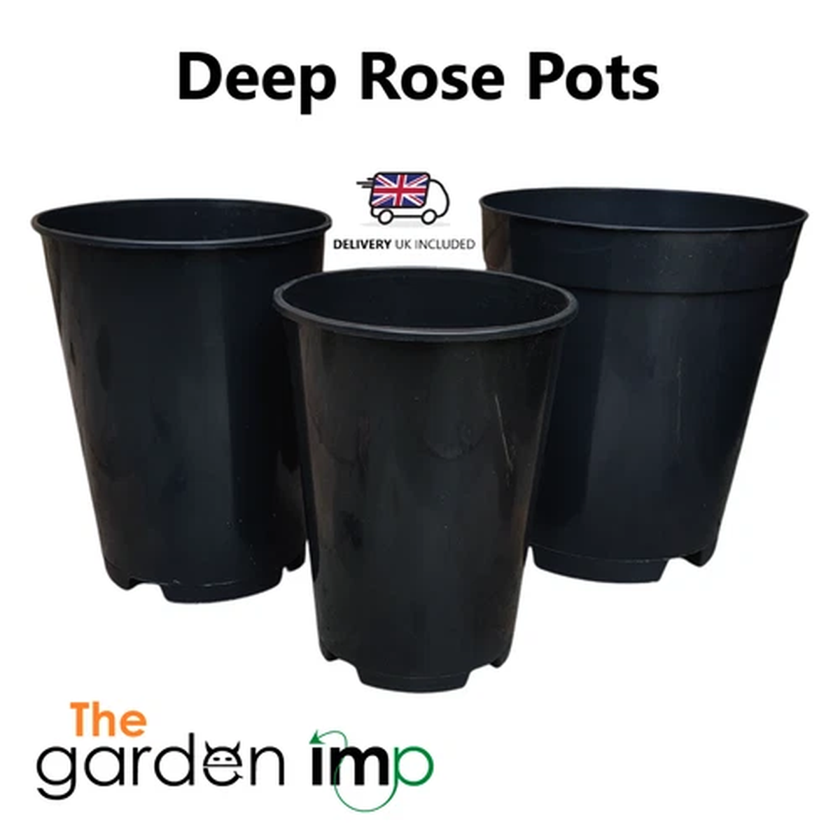 Deep Plastic Plant Pot Tall Rose Container Planter Black 2 3 4 Litre Nursery Pot