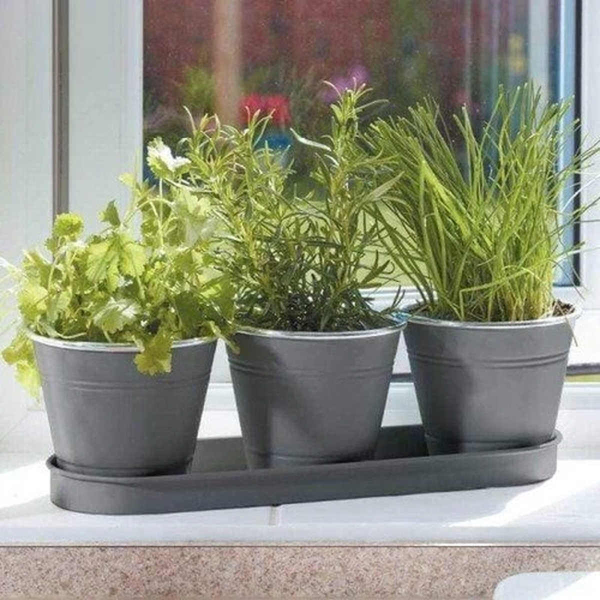 Smart Garden Windowsill Herb Pots, Slate or Galvanised
