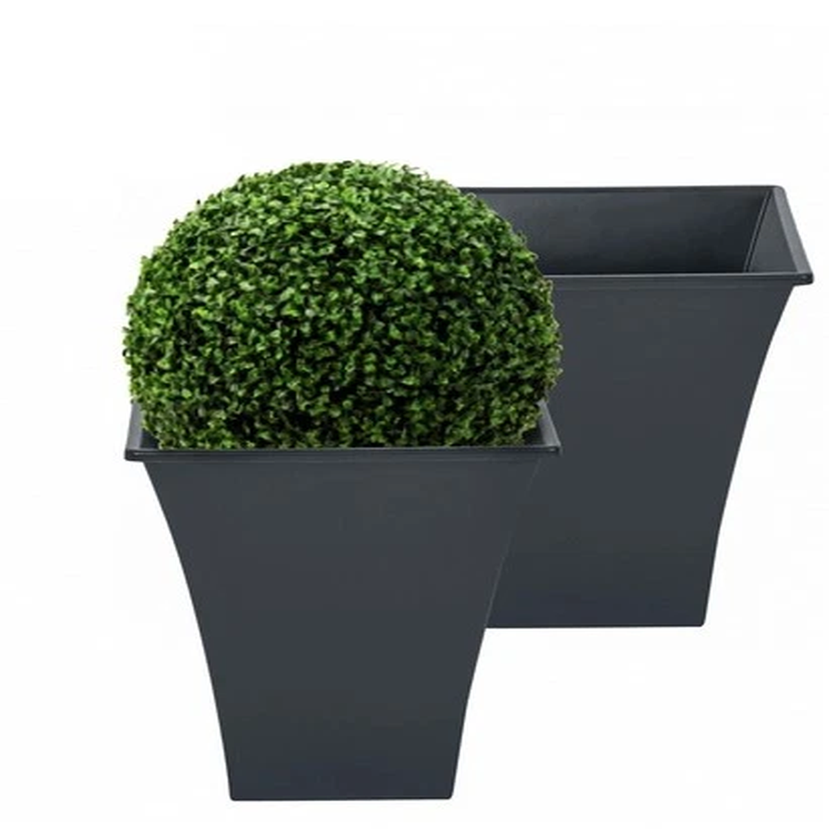2 x Slate Grey Plant Pots Indoor Outdoor Garden Tall Plastic Flower Planters