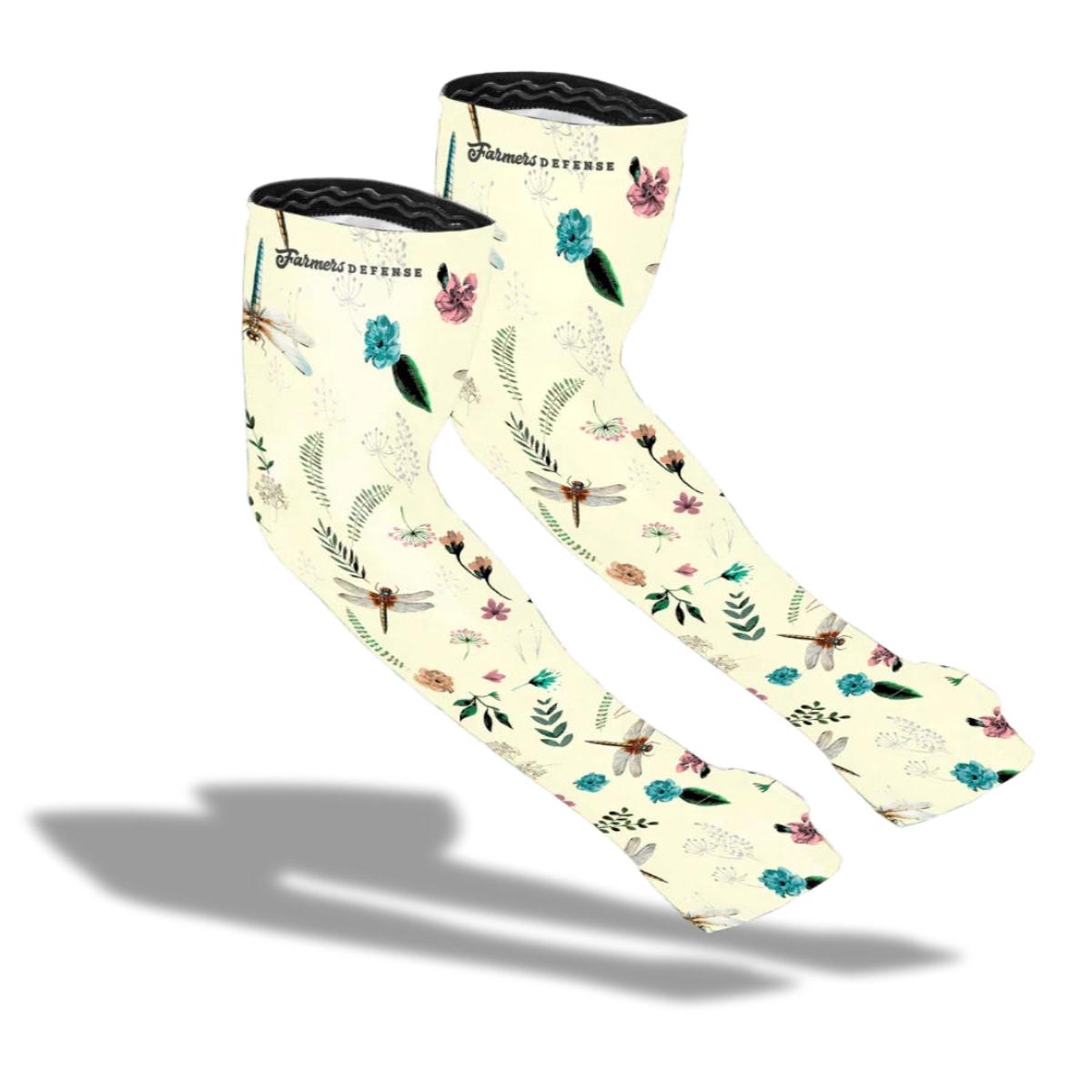 Farmer's Defense Protection Sleeves - Dragonfly Meadow Cream S/M