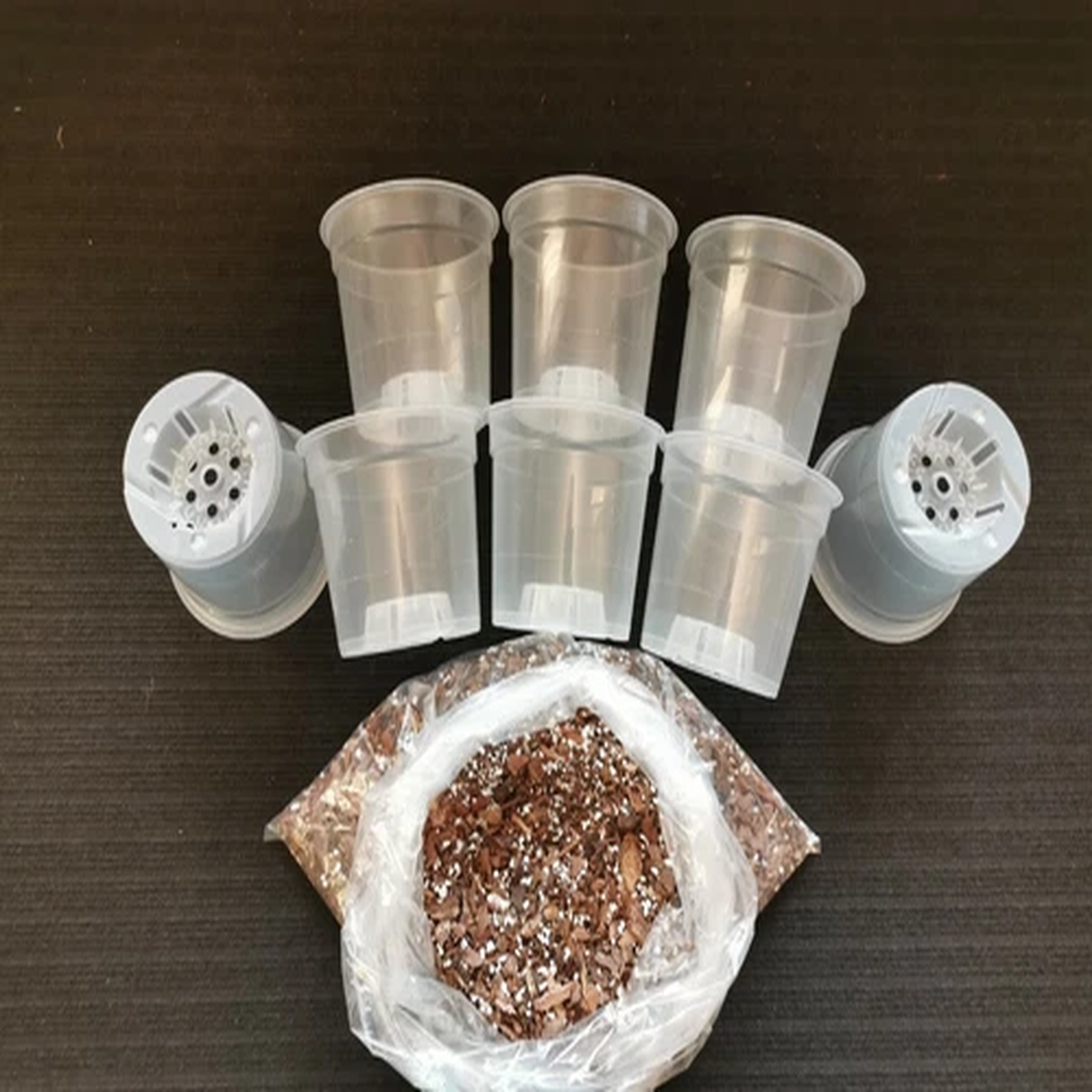 6x 17cm  = 6 INCH, CLEAR PLASTIC ORCHID POTS + 3lt ORCHID COMPOST = POTTING KIT