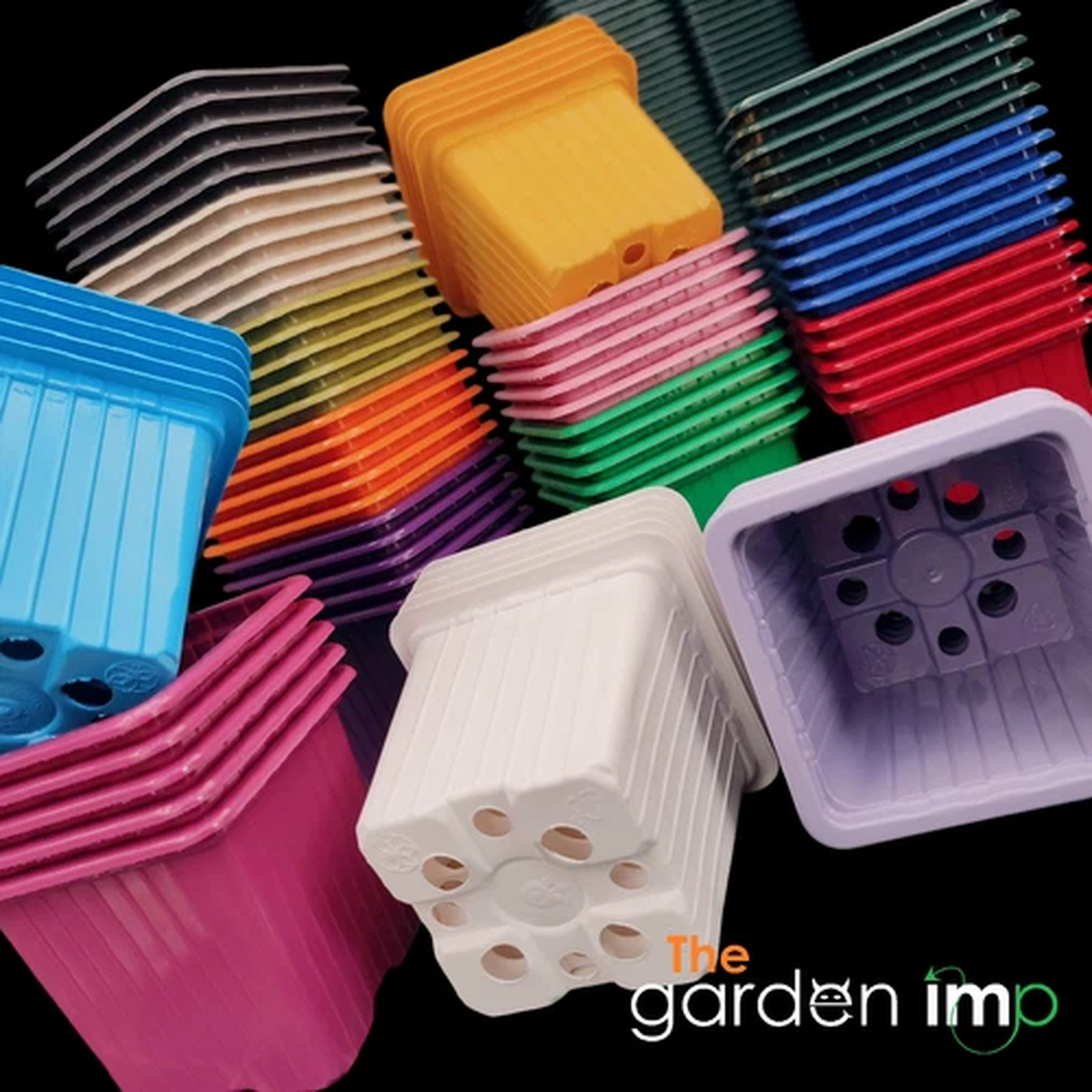 7cm Square Plastic Plant Pots Coloured Bright Small Seed Plug Flower Pot | 50