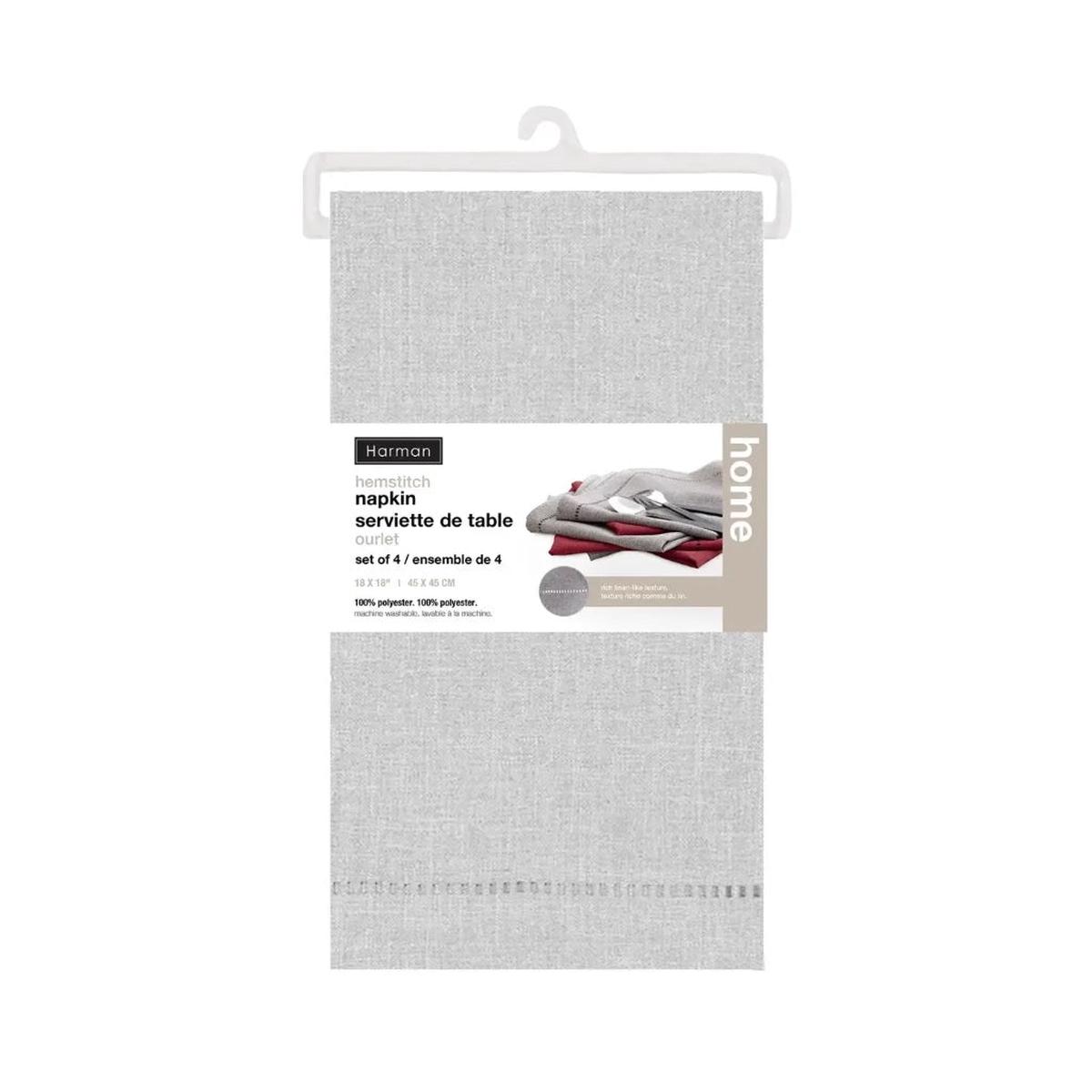 Hemstitch Napkin set of 4 Light Grey