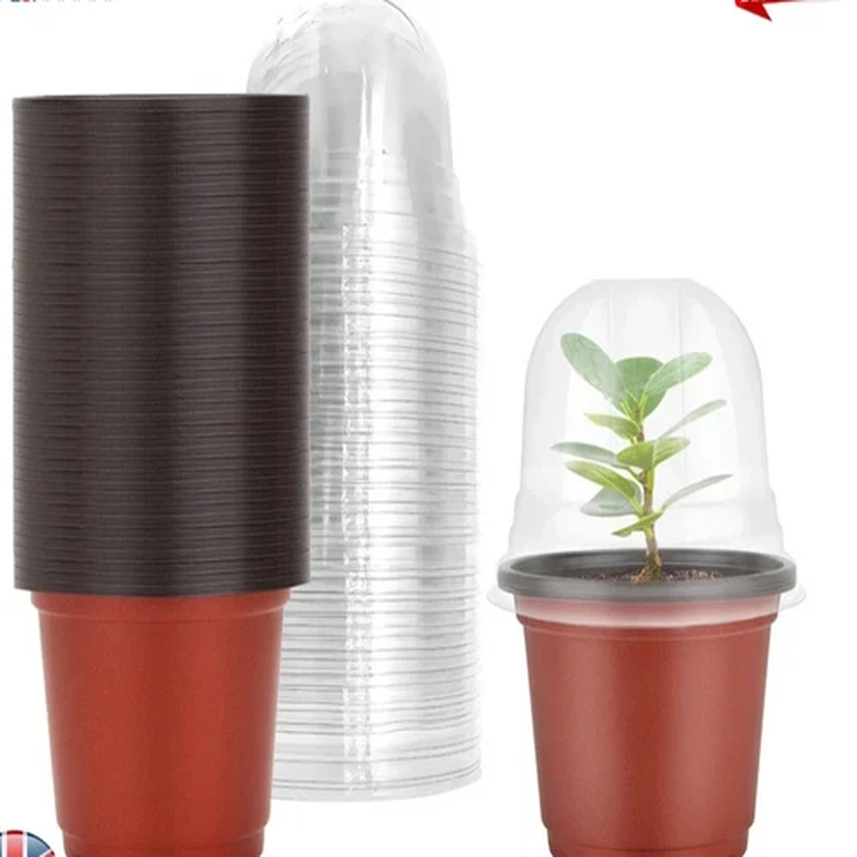 Plant Nursery Pots with Humidity Domes,20 Sets 4 Inch Soft Nursery Pots (20 Pots