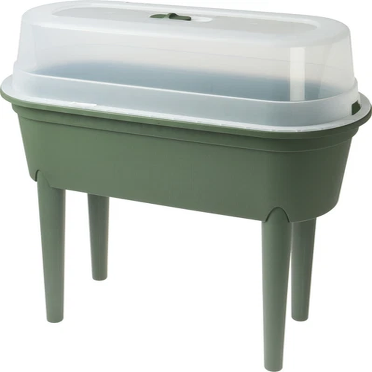 Large Green Plastic Plant Pot with Lid Tall Garden Planter Grow Table Raised Bed