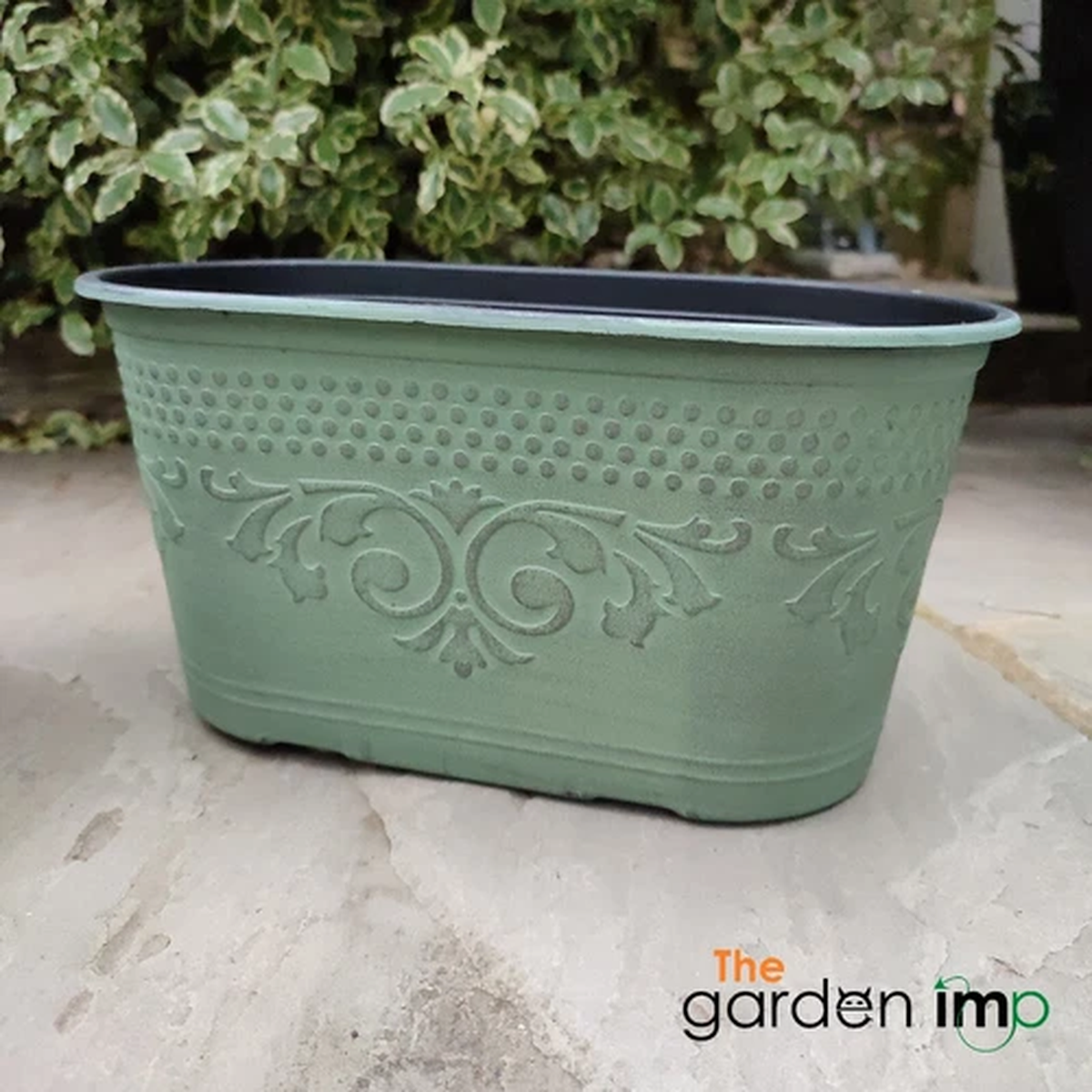Plastic Oval Trough Garden Plant Pot Flower Pots Herb Planter Patina Tin 28cm