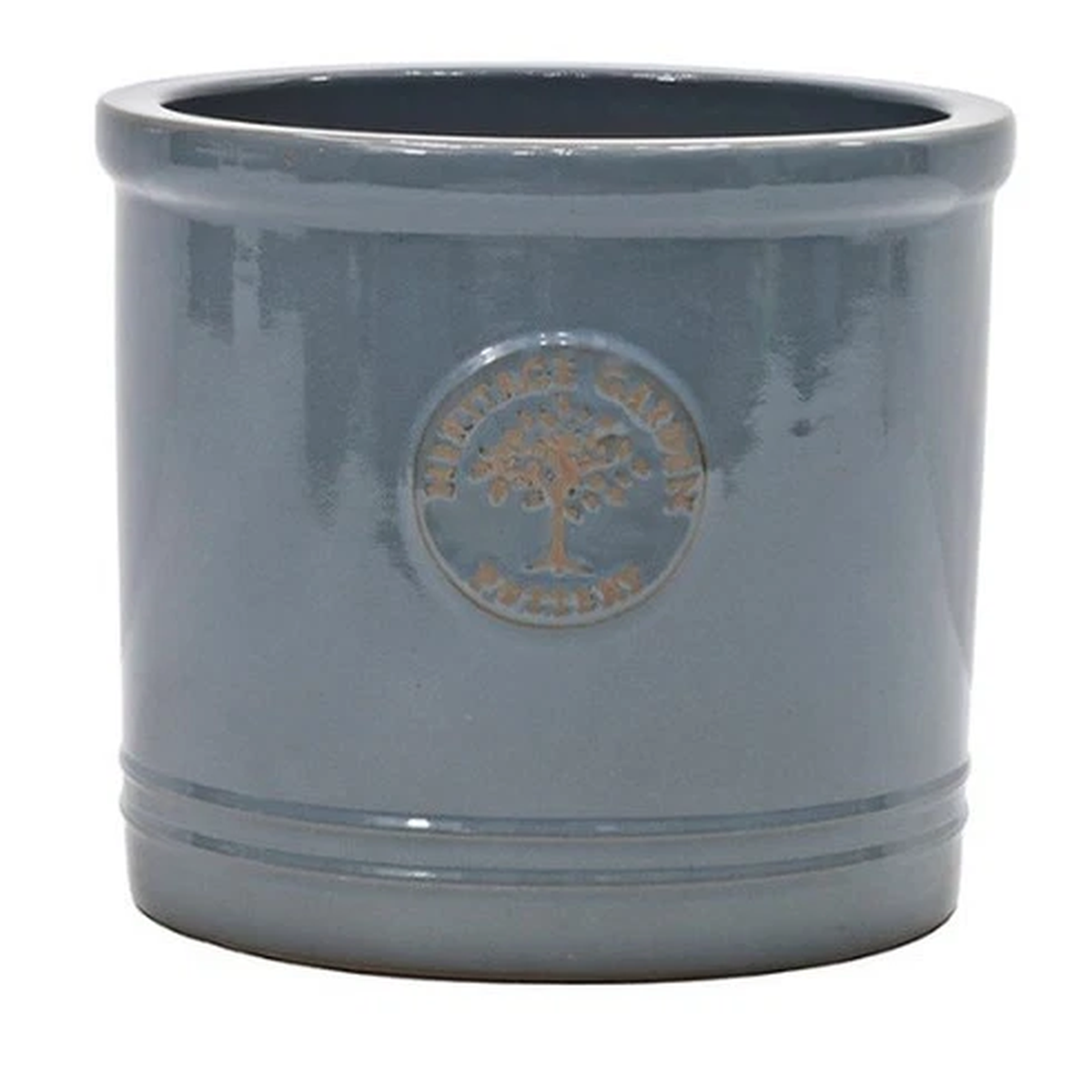 Stone Blue Ceramic Planter Frost Proof Round Garden Pot Outdoor Heritage Flower