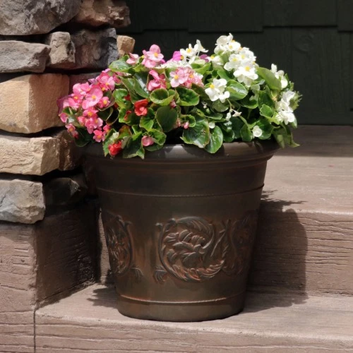 16 in Arabella Polyresin Planter with UV-Resistance - Rust by Sunnydaze