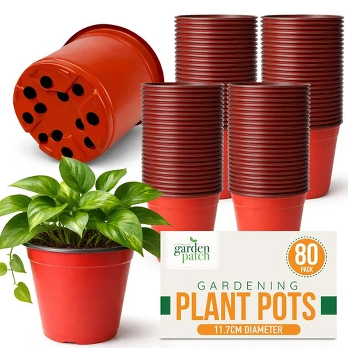 80PK Plant Pots Plastic Terracotta 11.7cm Bucket Herb Flower Planter Seed Trays