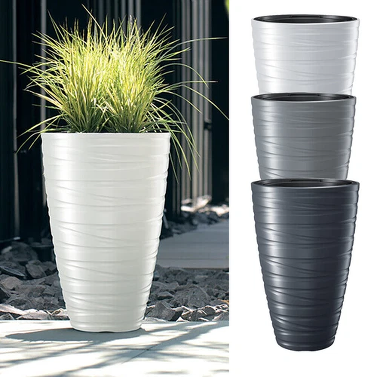 Round Tall Plant Pot Elegant Large Flower Indoor Outdoor Garden Planters Maze