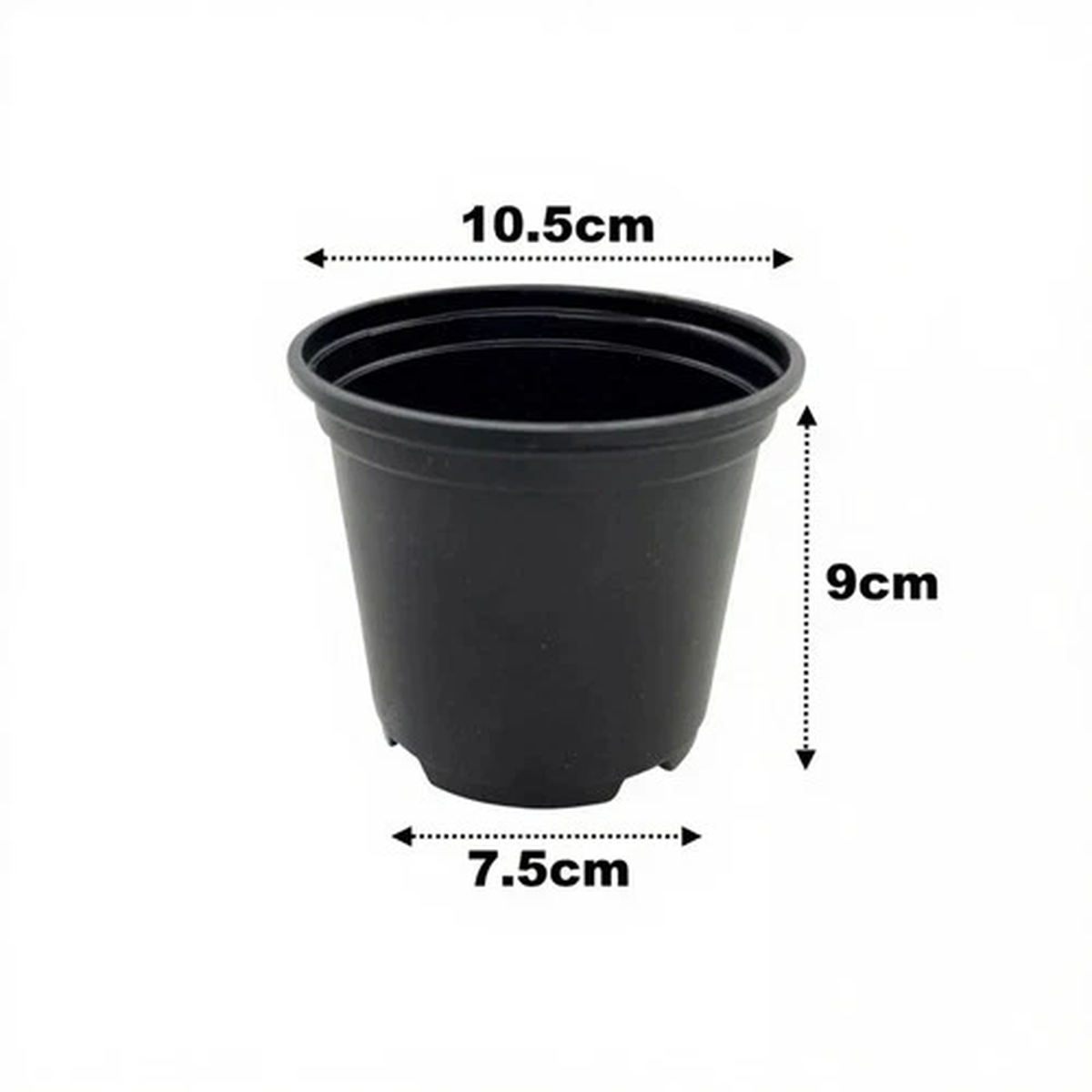 10.5cm Plant Pots Black Plastic Tall Deep Full Size Flower Pot 4" Seedling