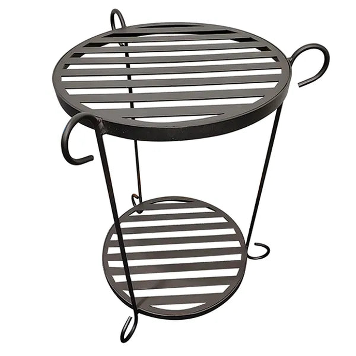 26" Two Tiered Black Plant Stand